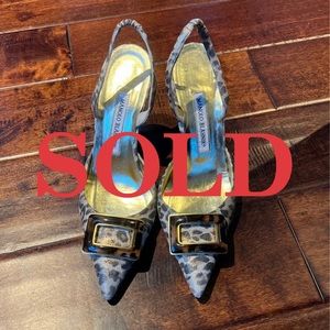 Manolo Blahnik Maysli Leopard Slingback Pumps